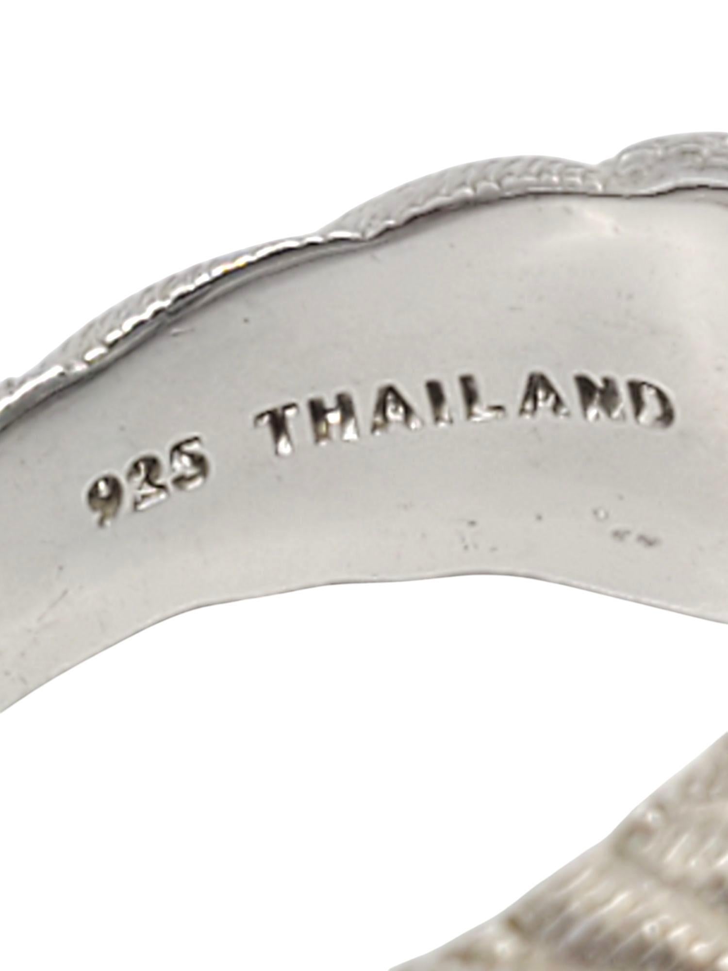 Judith Ripka Sterling Silver Green Oval Cabochon Ring Size 7 #21001 For Sale 1