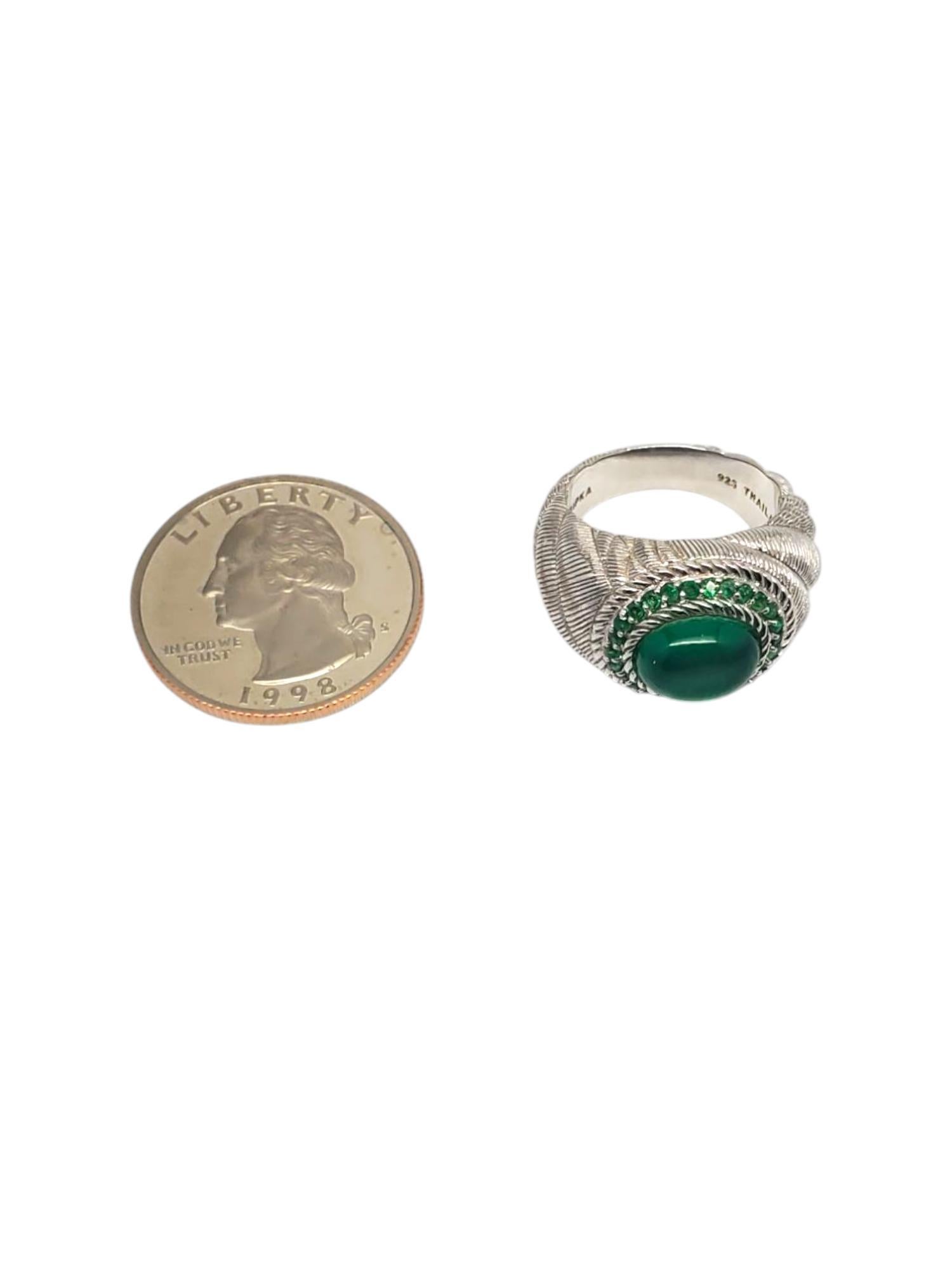 Judith Ripka Sterling Silver Green Oval Cabochon Ring Size 7 #21001 For Sale 2