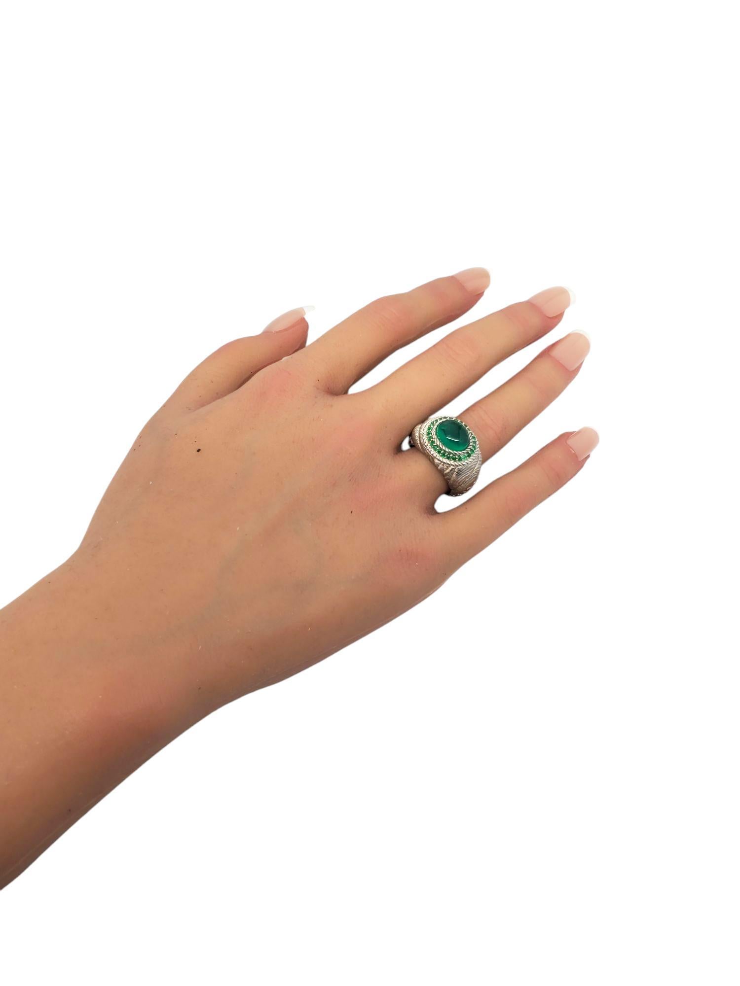 Judith Ripka Sterling Silver Green Oval Cabochon Ring Size 7 #21001 For Sale 3