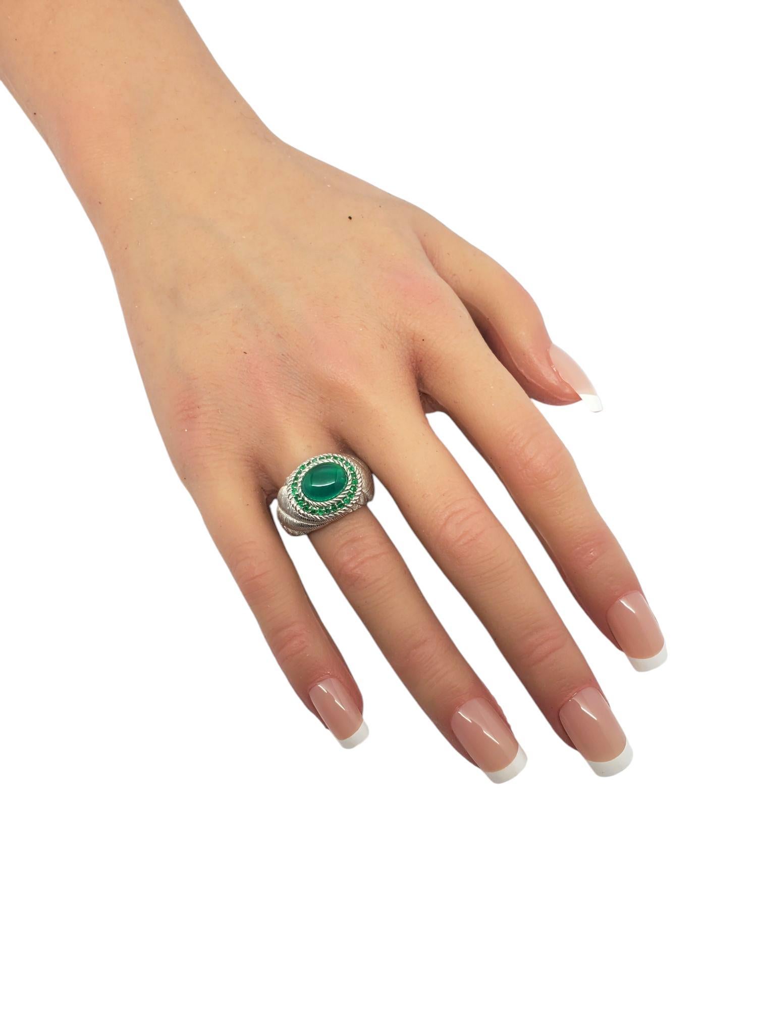 Judith Ripka Sterling Silver Green Oval Cabochon Ring Size 7 #21001 For Sale 4