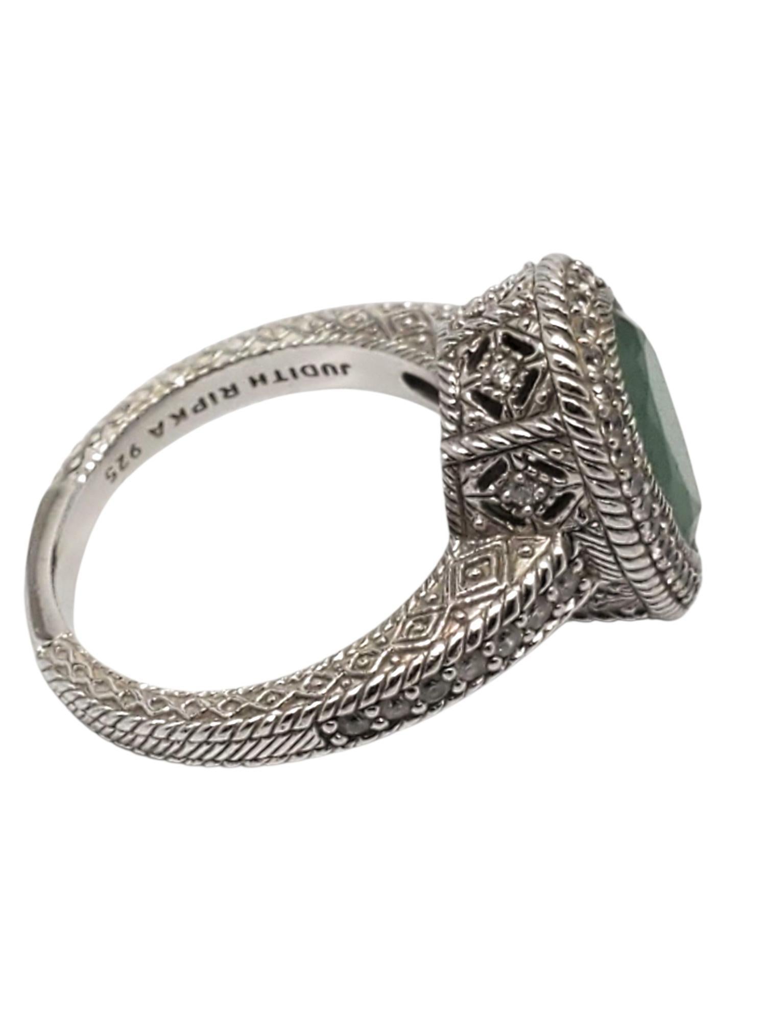 Contemporaneo Judith Ripka Anello in argento Sterling Greene & Greene e CZ Taglia 10 #22428 in vendita