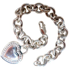 Judith Ripka Sterling Silver Heart Charm Link Bracelet