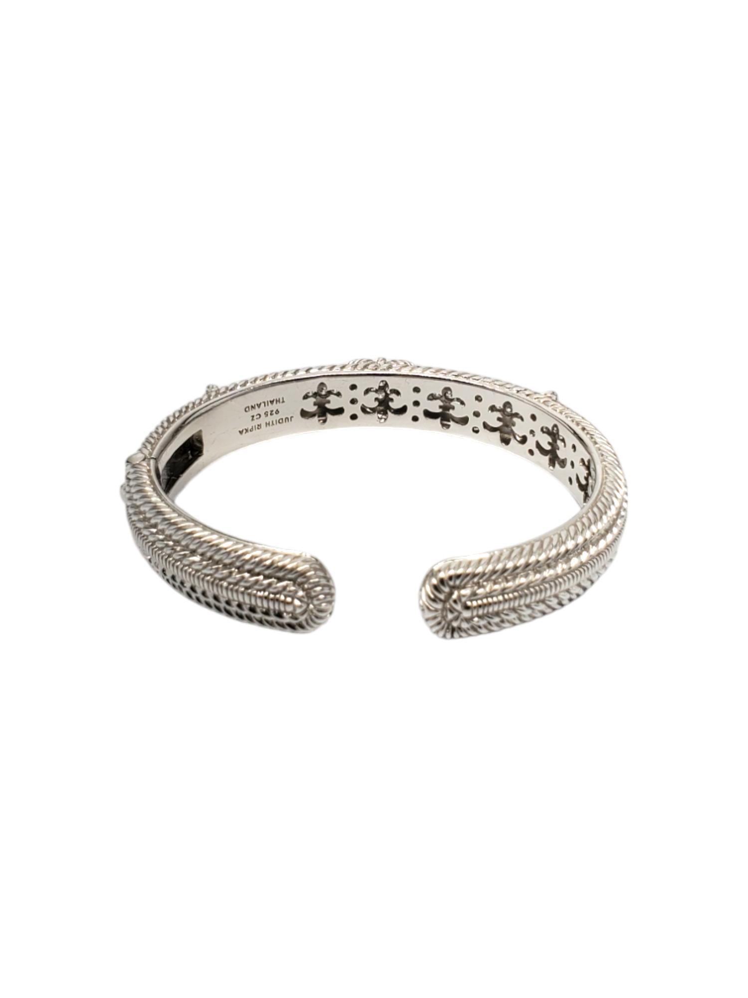 Judith Ripka Sterling Silver Heart CZ Hinged Cuff Bracelet #18727 In Good Condition For Sale In Washington Depot, CT