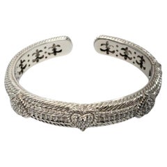 Judith Ripka Sterlingsilber Herz CZ Manschettenarmband mit Scharnier #18727