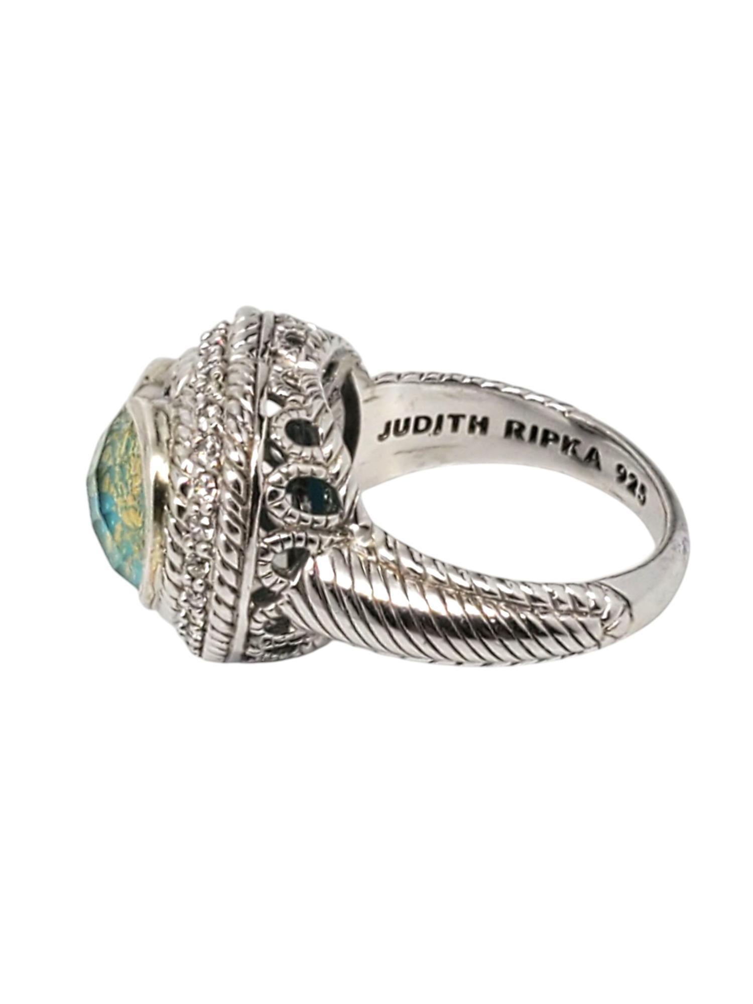 Cuore Judith Ripka - Anello con doppietta di turchese a forma di cuore in argento sterling - misura 7 #21158 in vendita