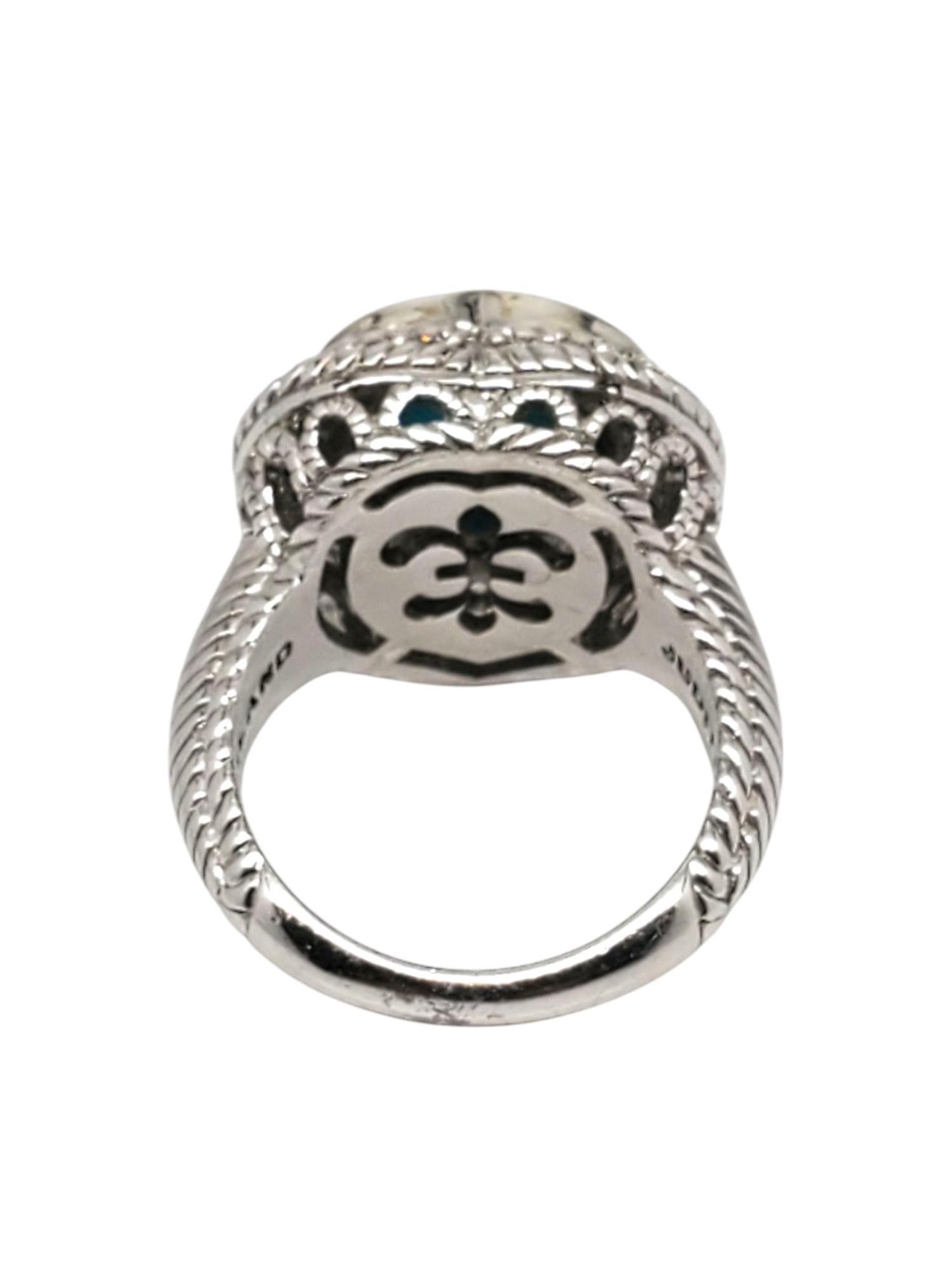 Judith Ripka - Anello con doppietta di turchese a forma di cuore in argento sterling - misura 7 #21158 In condizioni buone in vendita a Washington Depot, CT