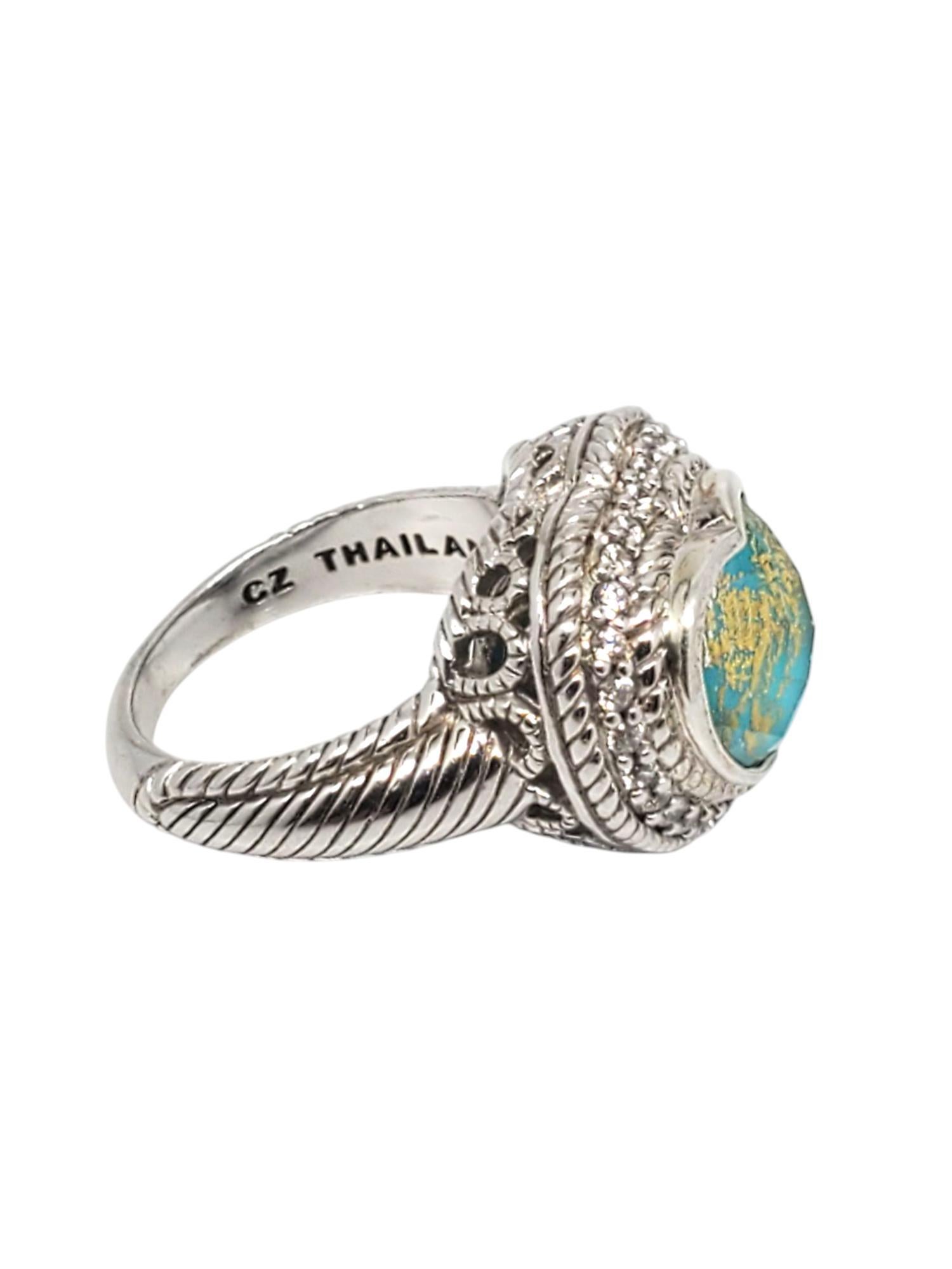 Donna Judith Ripka - Anello con doppietta di turchese a forma di cuore in argento sterling - misura 7 #21158 in vendita