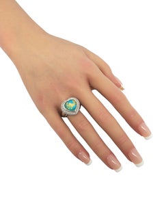 Vintage Judith Ripka Sterling Silver Heart Shaped Turquoise Doublet Ring Size 7 #21158