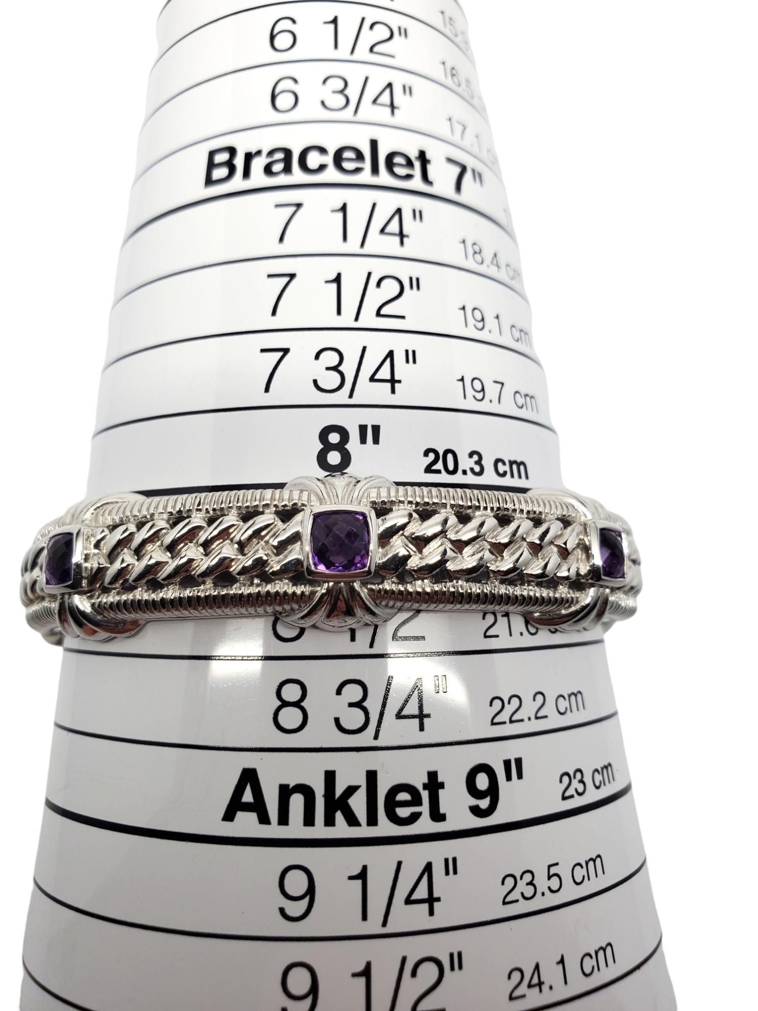 Judith Ripka Sterling Silver Hinged Amethyst Bracelet # 18714 For Sale 2