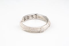 Judith Ripka Sterling Silver Hinged Cuff Bracelet with Cubic Zirconia Hearts