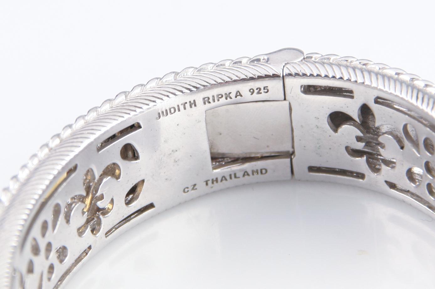 Judith Ripka Bracciale a cerniera in argento sterling con quarzo cognac e accenti CZ In condizioni buone in vendita a Van Nuys, CA