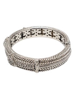 Pulsera tipo brazalete con forma de corazón de Judith Ripka, de plata de ley con bisagra y circonitas, n.º 24564