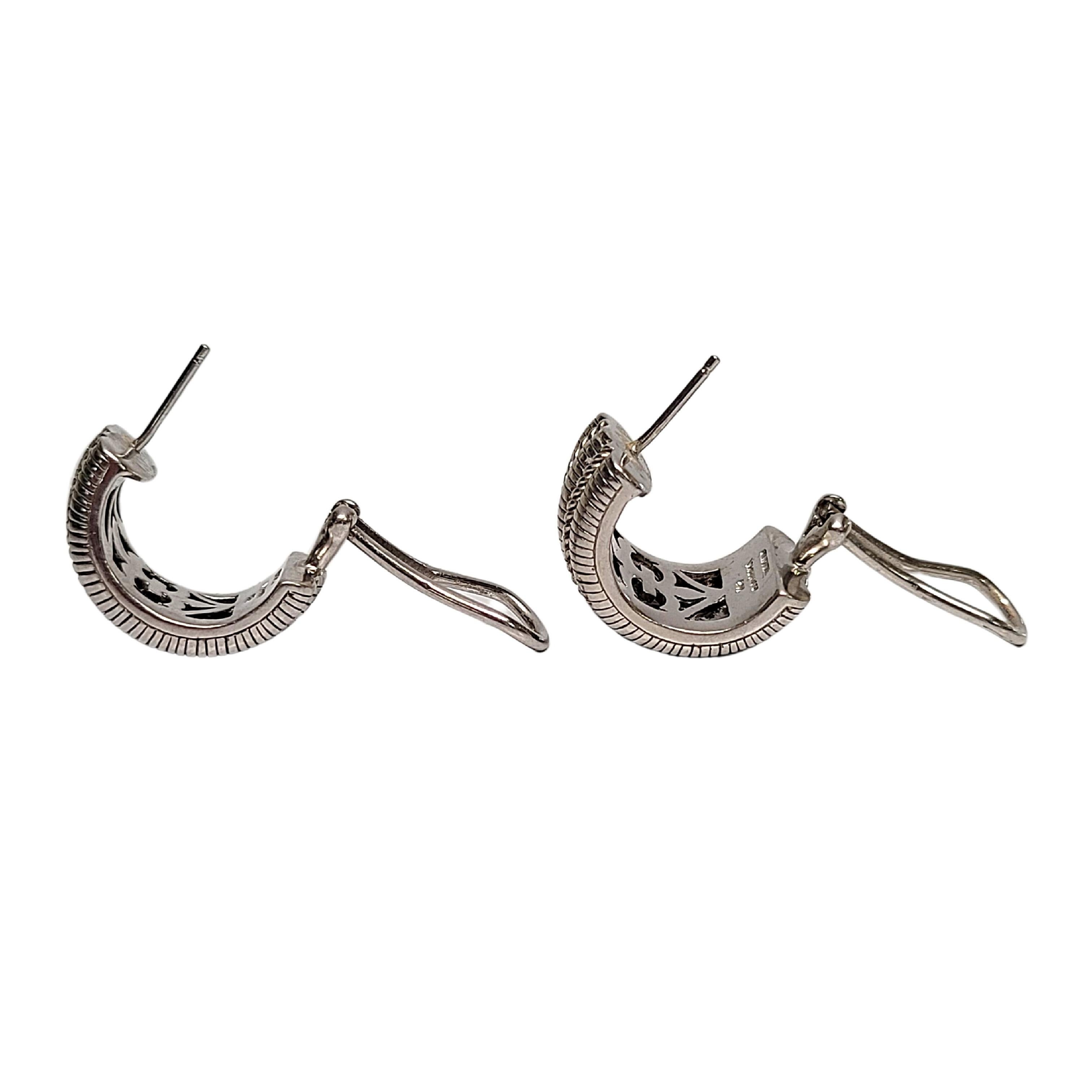 Judith Ripka Sterling Silber Huggie Hälfte Hoop Omega Back Ohrringe Damen