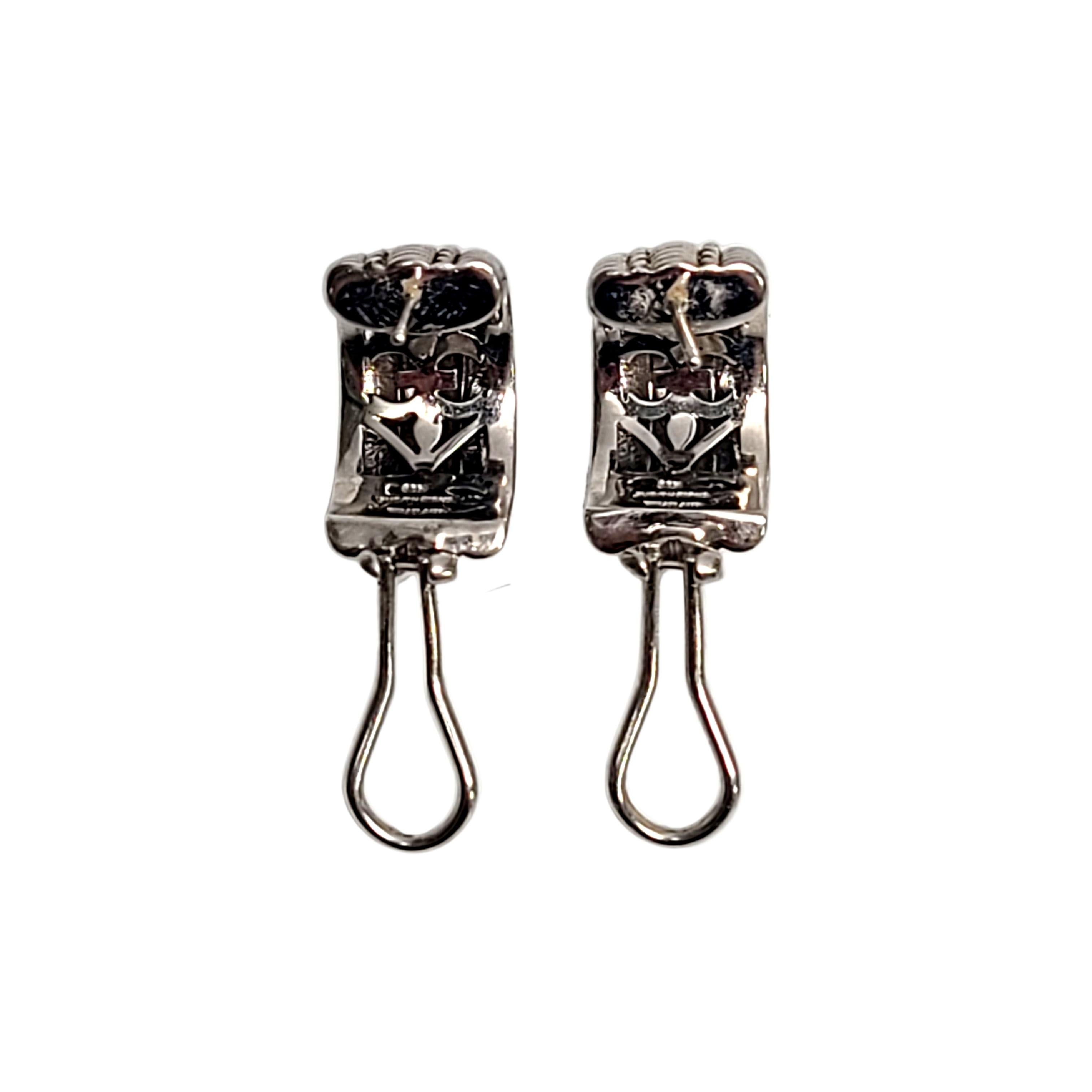 Judith Ripka Sterling Silber Huggie Hälfte Hoop Omega Back Ohrringe 1