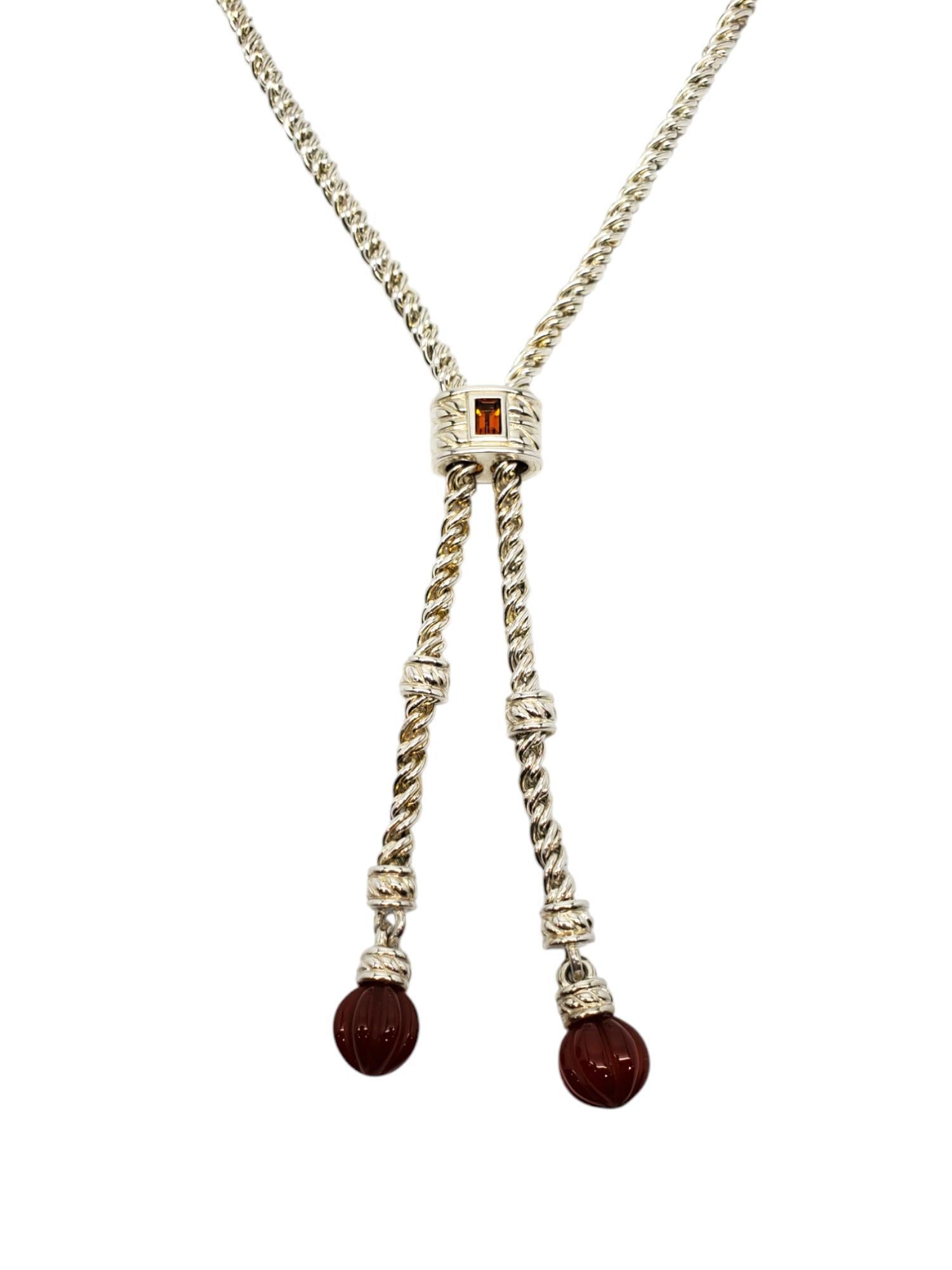 Emerald Cut Judith Ripka Sterling Silver Lariat Drop Necklace 30