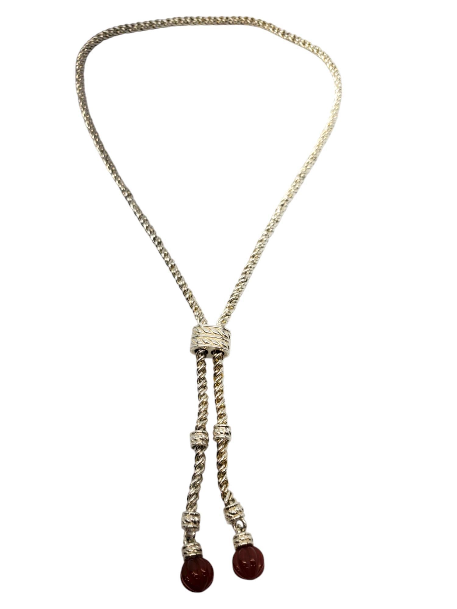 Judith Ripka Sterling Silver Lariat Drop Necklace 30