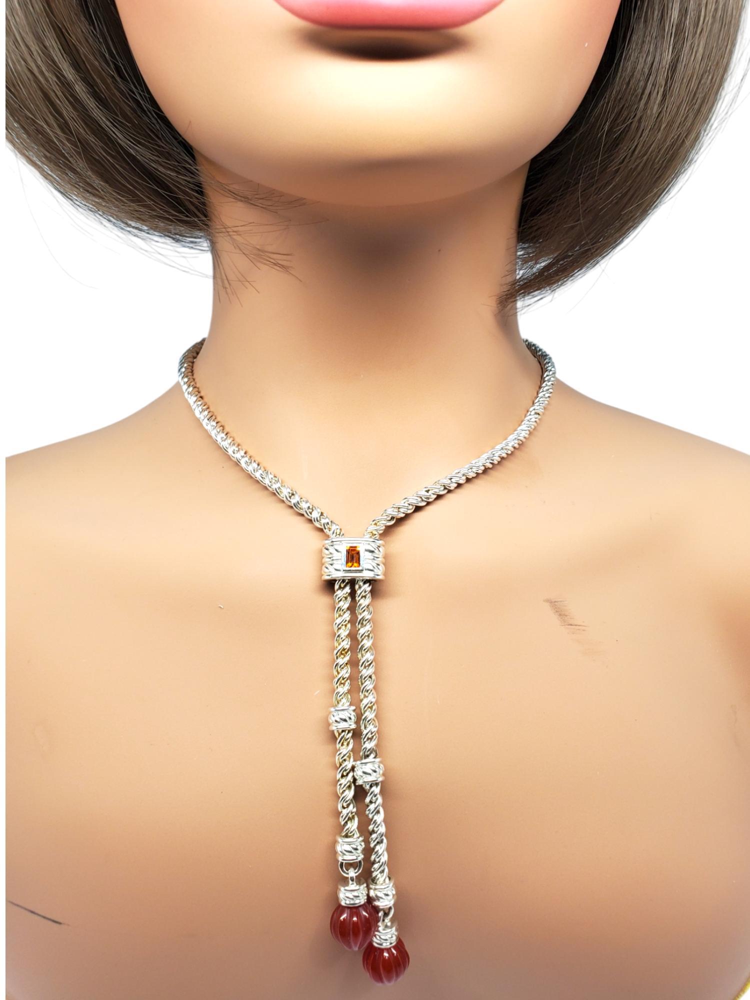 Judith Ripka Sterling Silver Lariat Drop Necklace 30
