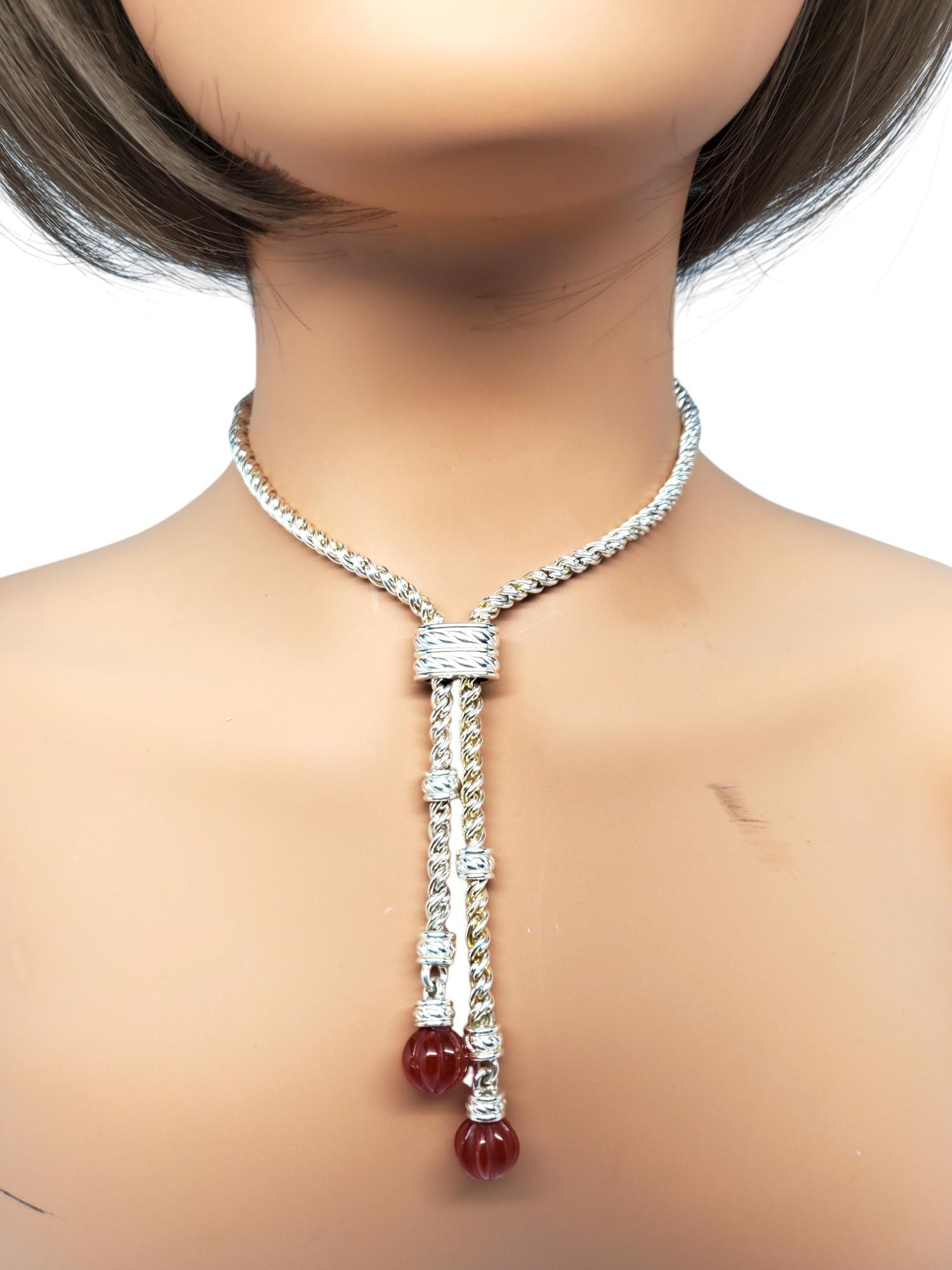 Judith Ripka Sterling Silver Lariat Drop Necklace 30
