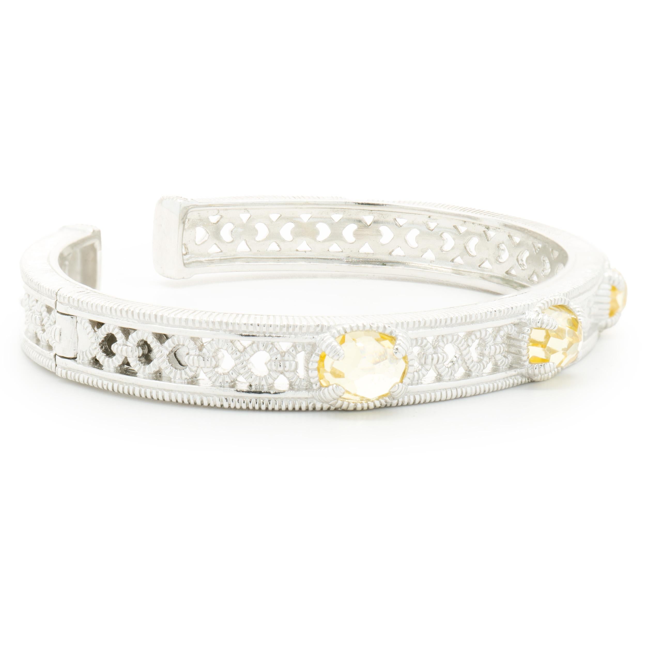 Designer: Judith Ripka
Material: sterling silver 
Dimensions: bracelet will fit a 6.25-inch wrist 
Weight: 26.94 grams