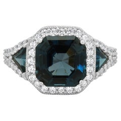 Anillo Judith Ripka de plata de ley con topacio azul londinense y circonitas cúbicas