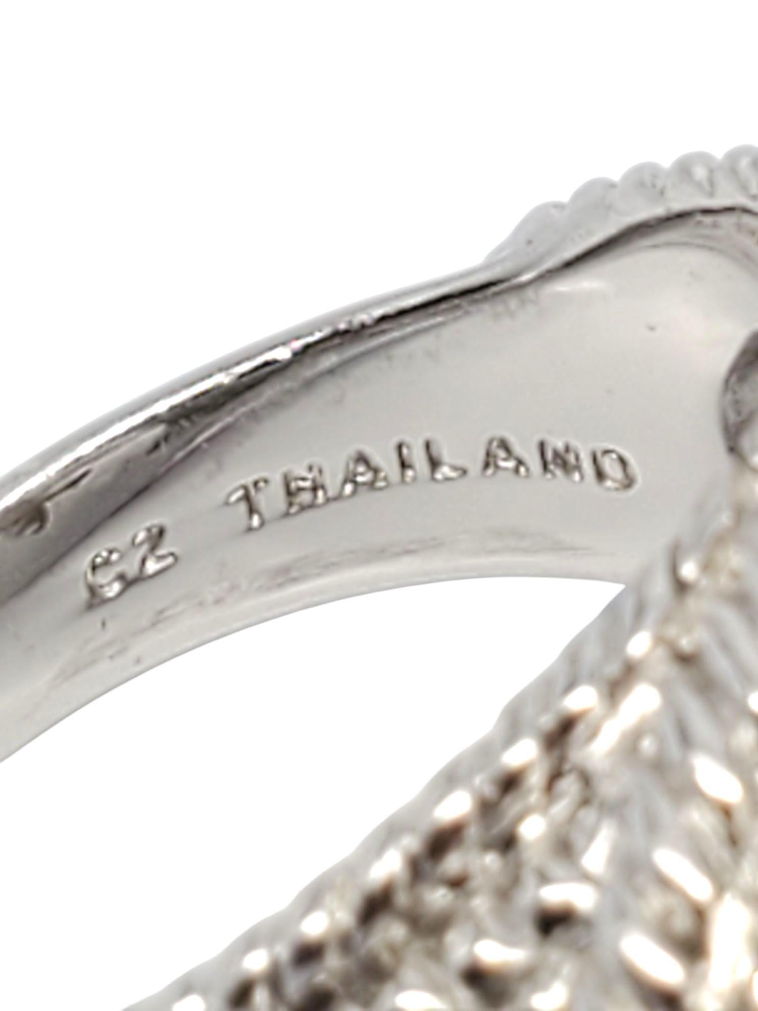 Judith Ripka Sterling Silver Mabe Pearl and CZ Ring Size 7 #21042 For Sale 2