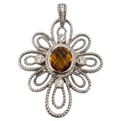 Judith Ripka Ciondolo con granato mandarino e CZ in argento Sterling #18767