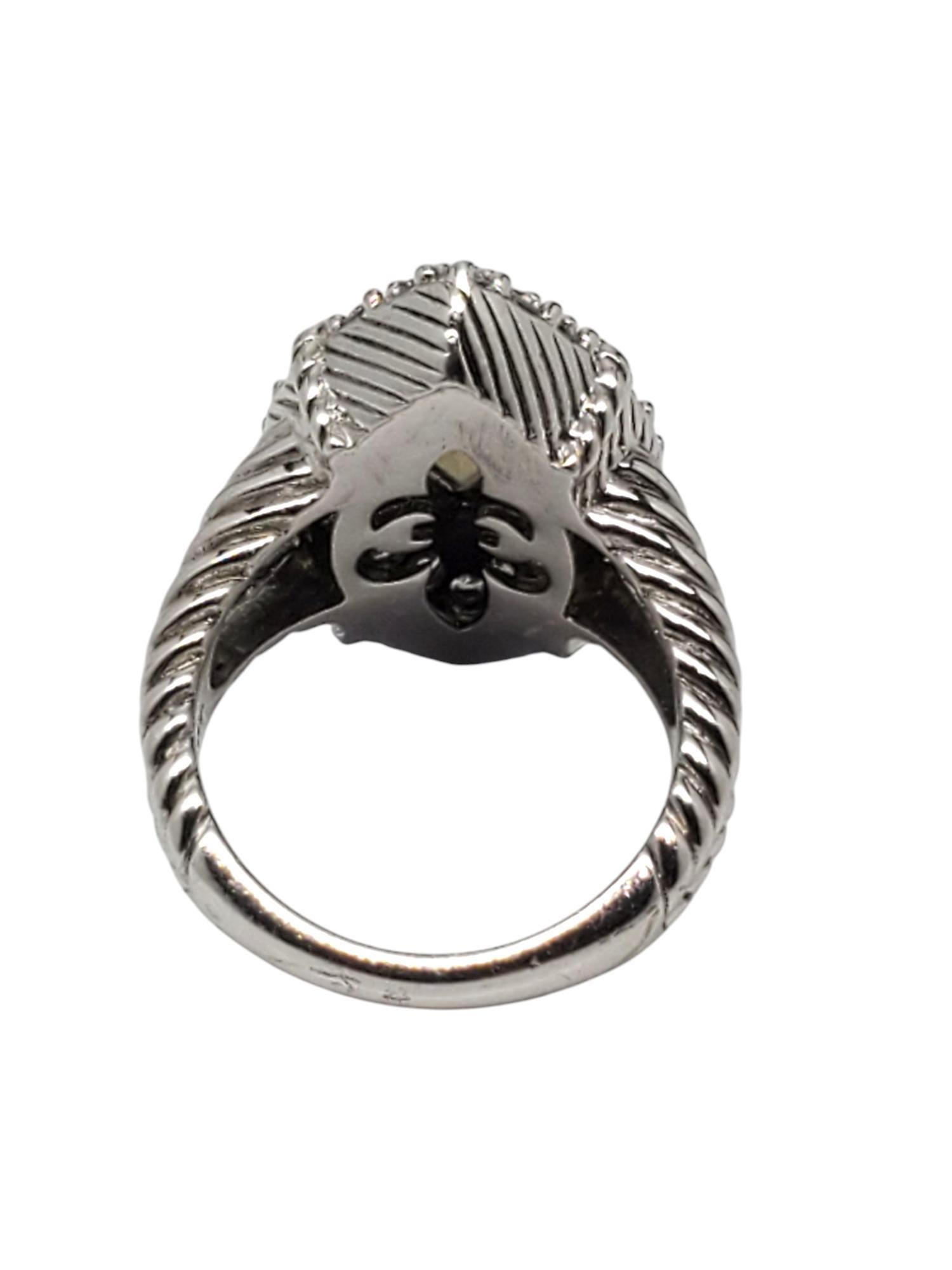 Taglio marquise Judith Ripka Anello in argento con quarzo marquise e CZ misura 7 #21156 in vendita