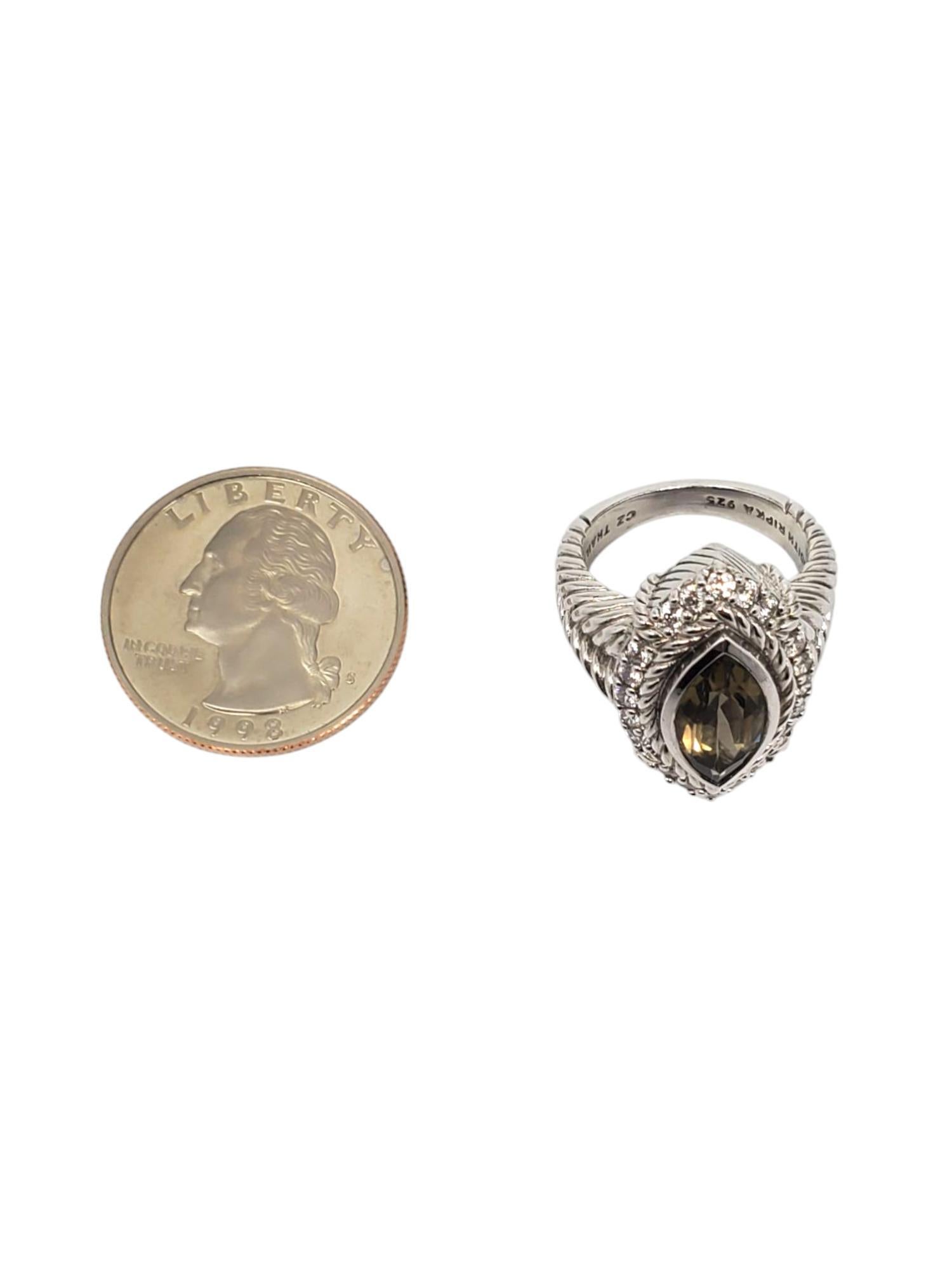 Donna Judith Ripka Anello in argento con quarzo marquise e CZ misura 7 #21156 in vendita