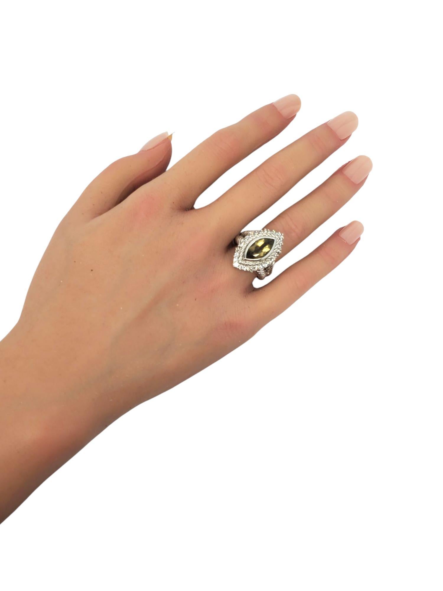 Judith Ripka Anello in argento con quarzo marquise e CZ misura 7 #21156 in vendita 4