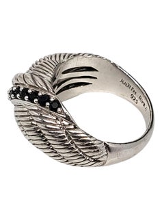 Judith Ripka Sterling Silver Midnight Sapphire Crossover Rope Ring Size 7 #23896