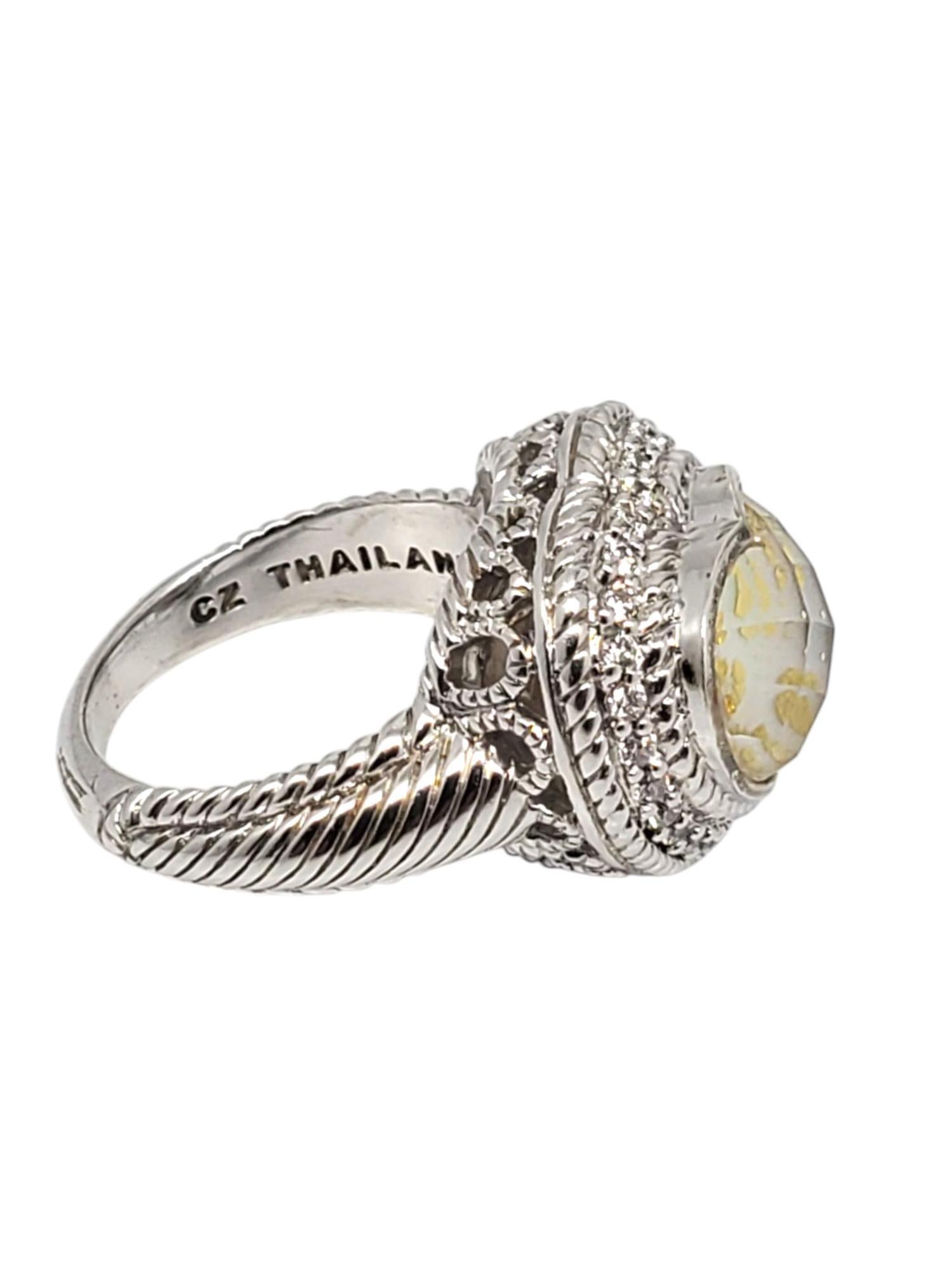 Judith Ripka Anello Cuore in Argento Madreperla e CZ Misura 7 #21103 in vendita 3