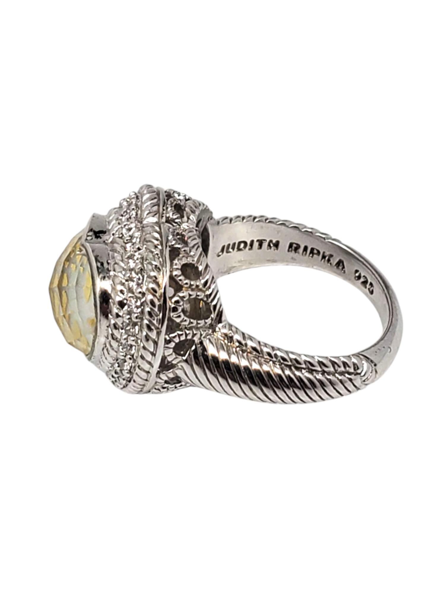 Judith Ripka Anello Cuore in Argento Madreperla e CZ Misura 7 #21103 in vendita 5