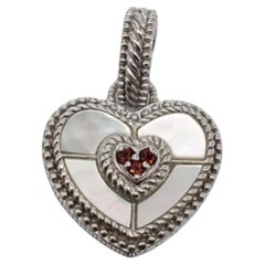 Judith Ripka Ciondolo a cuore in argento Sterling con madreperla e granato # 18766
