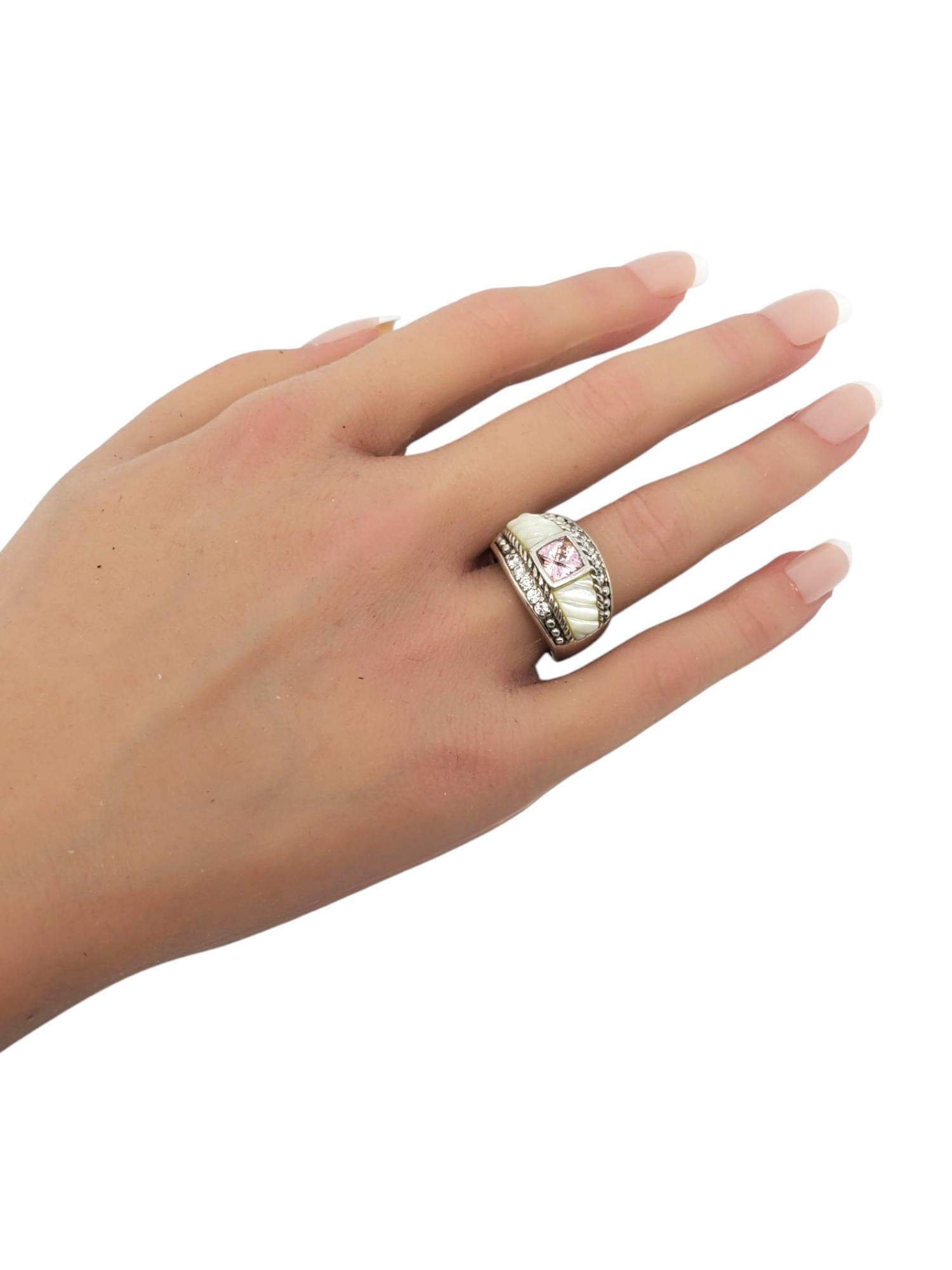 Judith Ripka Sterlingsilber Perlmutt Rosa & Weiß CZ Ring Größe 7 #21152 im Angebot 3