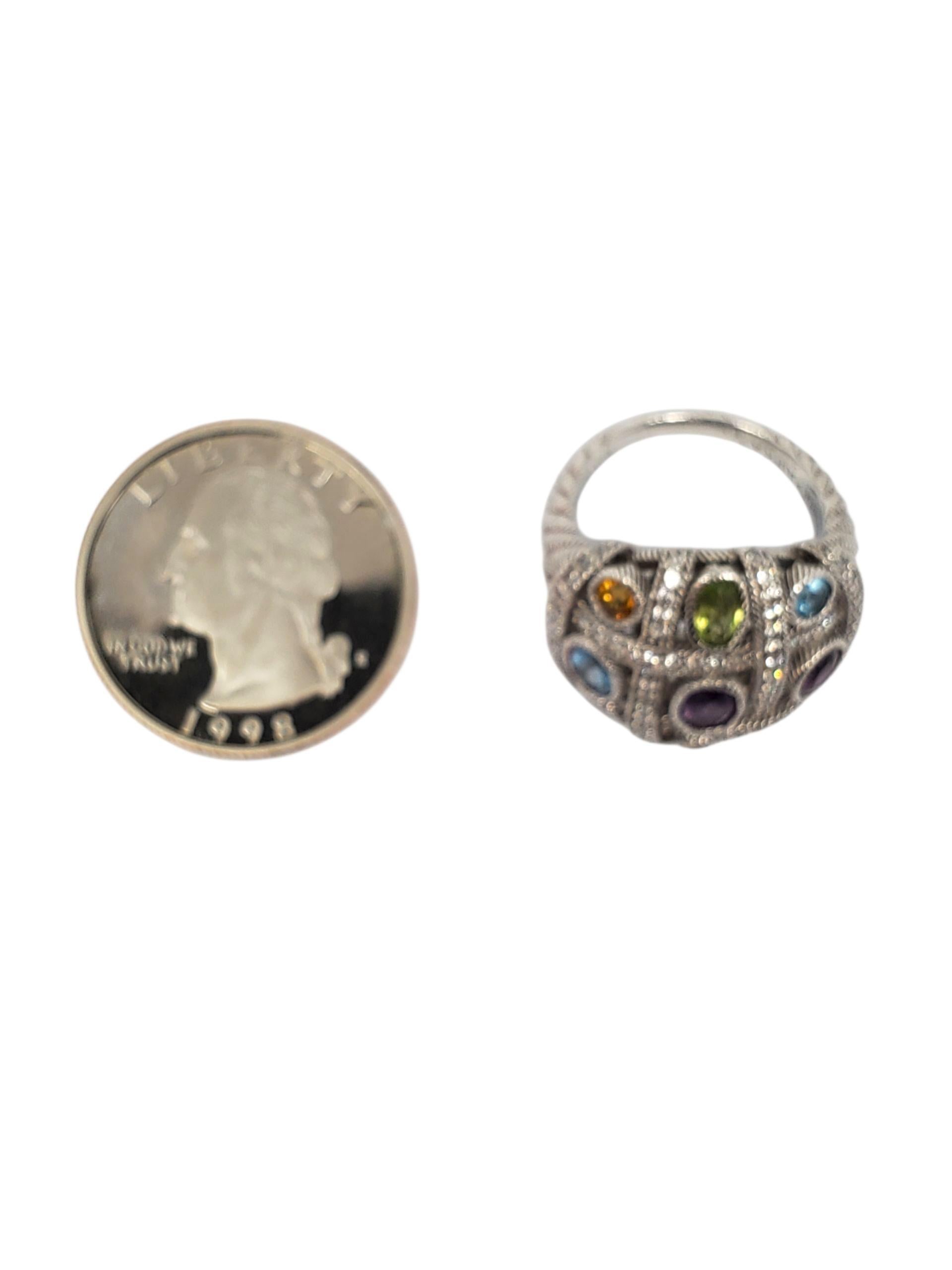 Judith Ripka Sterling Silver Multi Colored CZ Dome Ring Size 6 #23454 For Sale 5