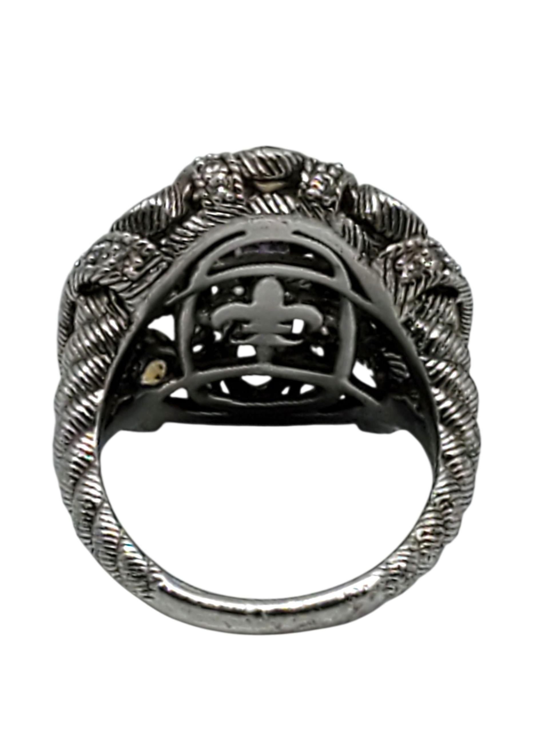 Women's Judith Ripka Sterling Silver Multi Colored CZ Dome Ring Size 6 #23454 For Sale