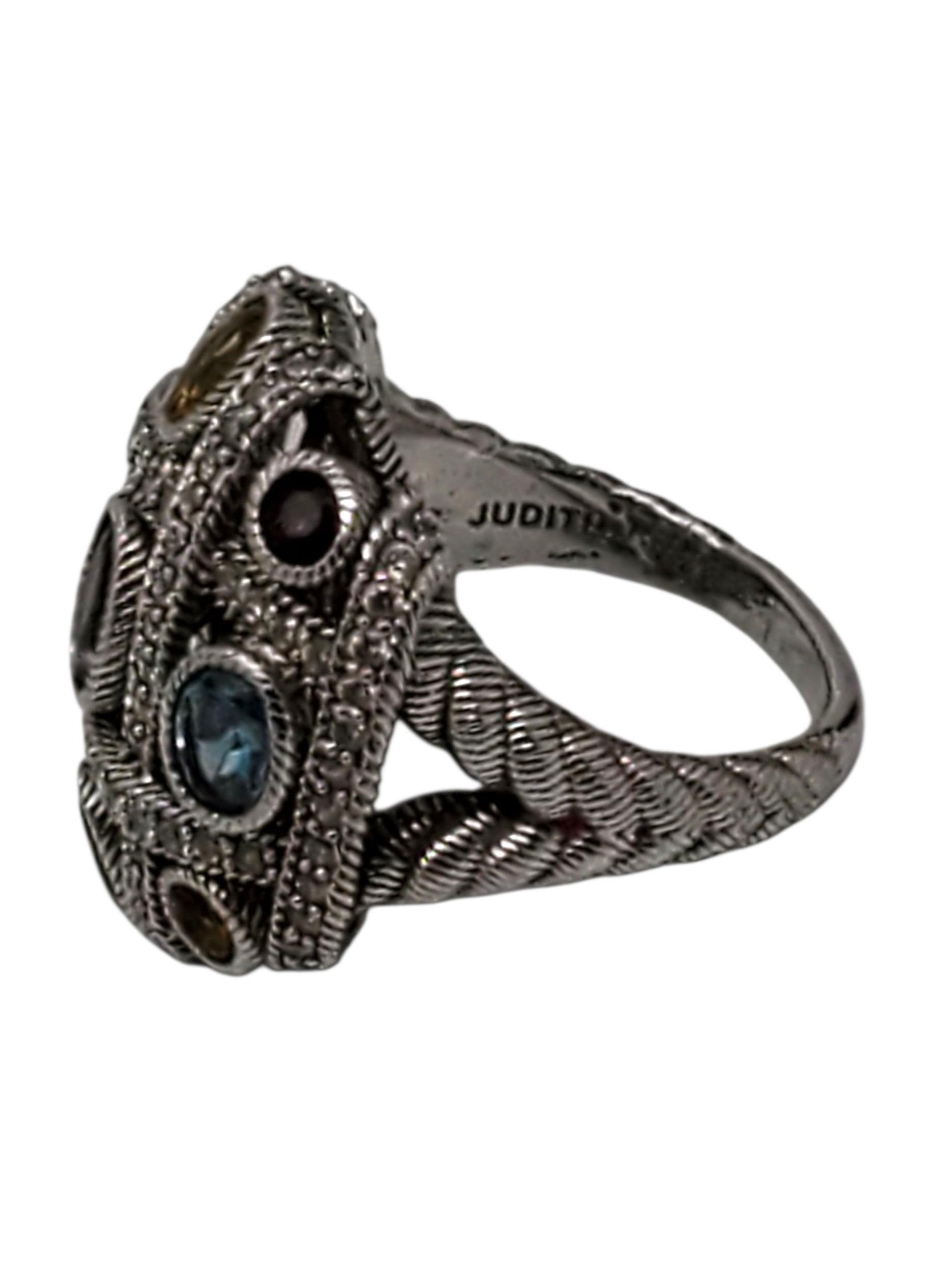 Judith Ripka Sterling Silver Multi Colored CZ Dome Ring Size 6 #23454 For Sale 1