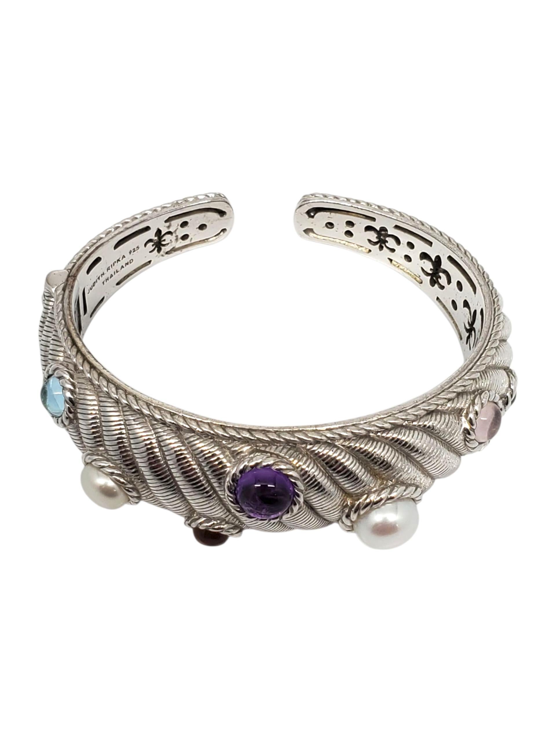 Taglio rotondo Judith Ripka Bracciale con cerniera in argento 925 con più pietre preziose #23386 in vendita