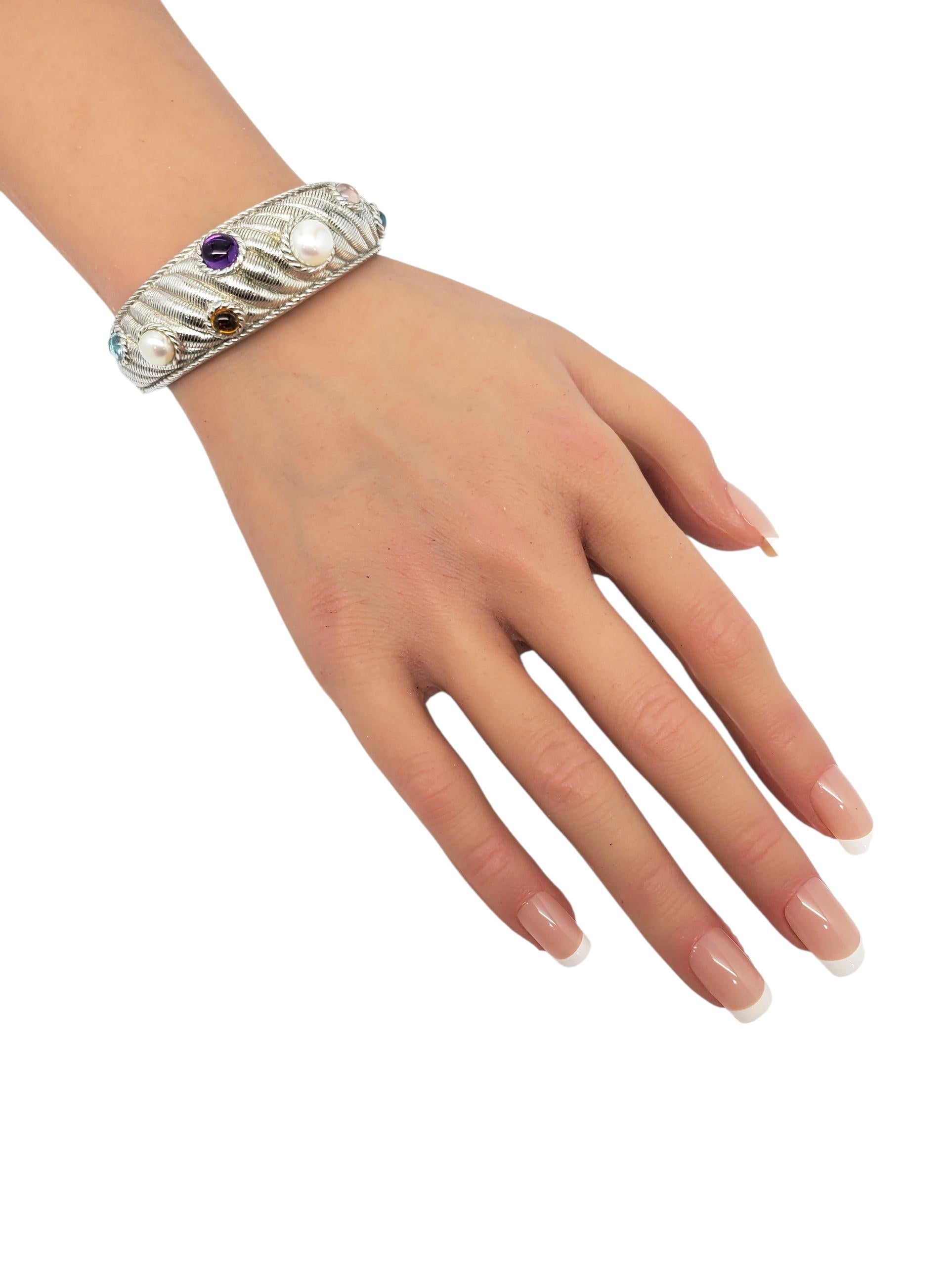 Judith Ripka Bracciale con cerniera in argento 925 con più pietre preziose #23386 in vendita 3