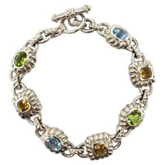 Judith Ripka Bracciale a maglie con più pietre in argento Sterling #24085
