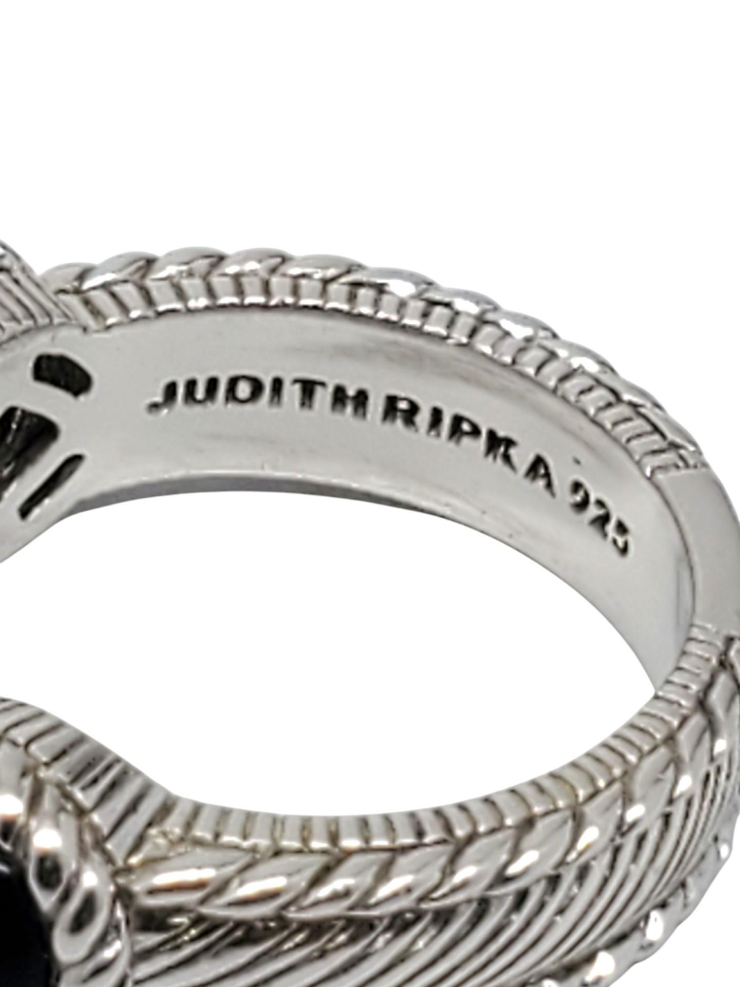 Judith Ripka Sterling Silver Onyx and CZ Ring Size 7 #21032 For Sale 1