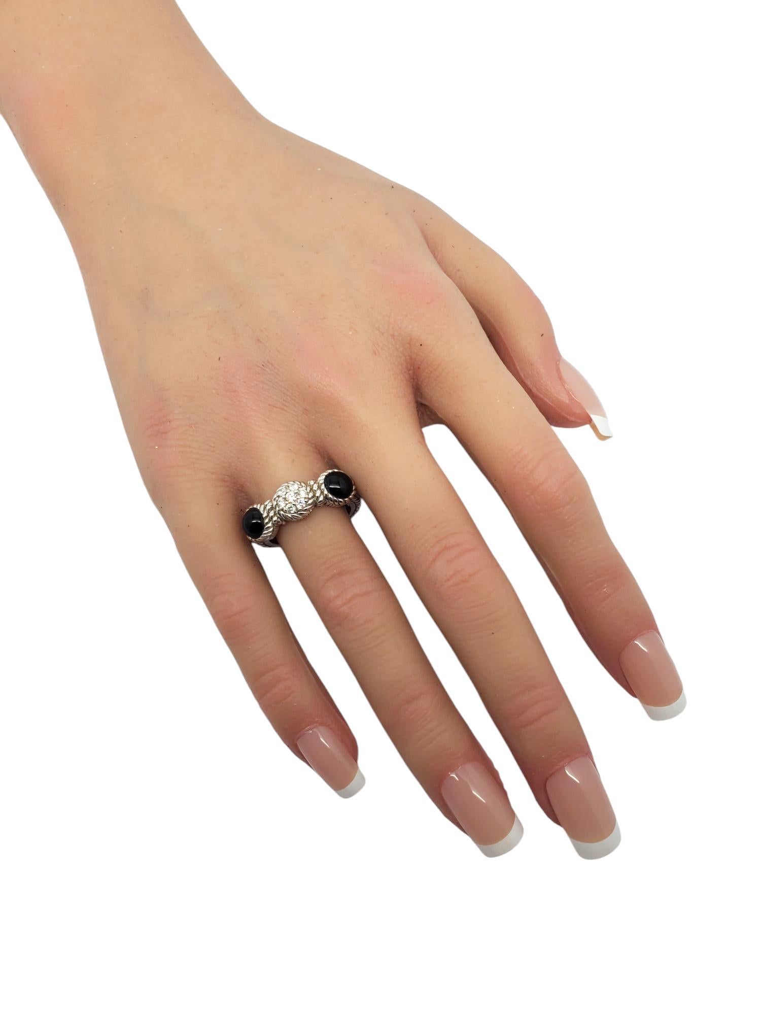 Judith Ripka Sterling Silver Onyx and CZ Ring Size 7 #21032 For Sale 3