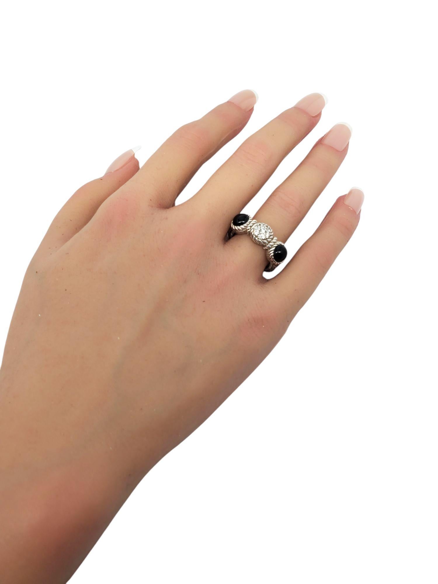 Judith Ripka Sterling Silver Onyx and CZ Ring Size 7 #21032 For Sale 4
