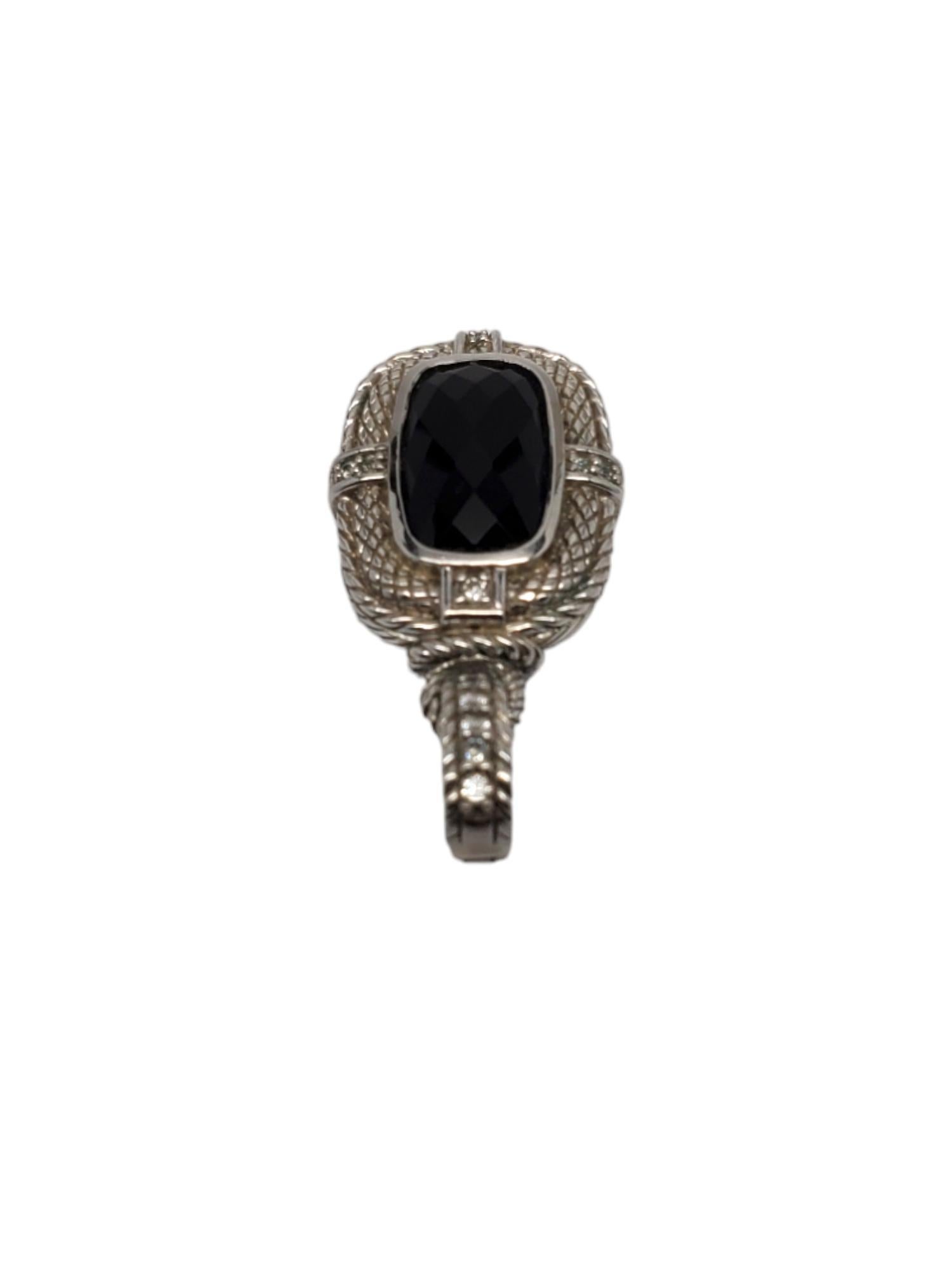 Judith Ripka Ciondolo in argento sterling con onice e CZ #18709 In condizioni buone in vendita a Washington Depot, CT