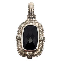 Judith Ripka Sterling Silver Onyx & CZ Pendant #18709