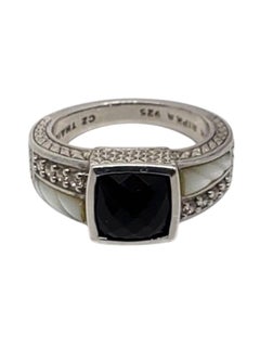 Judith Ripka Sterlingsilber Onyx Perlmutt CZ Ring Größe 7 #21033