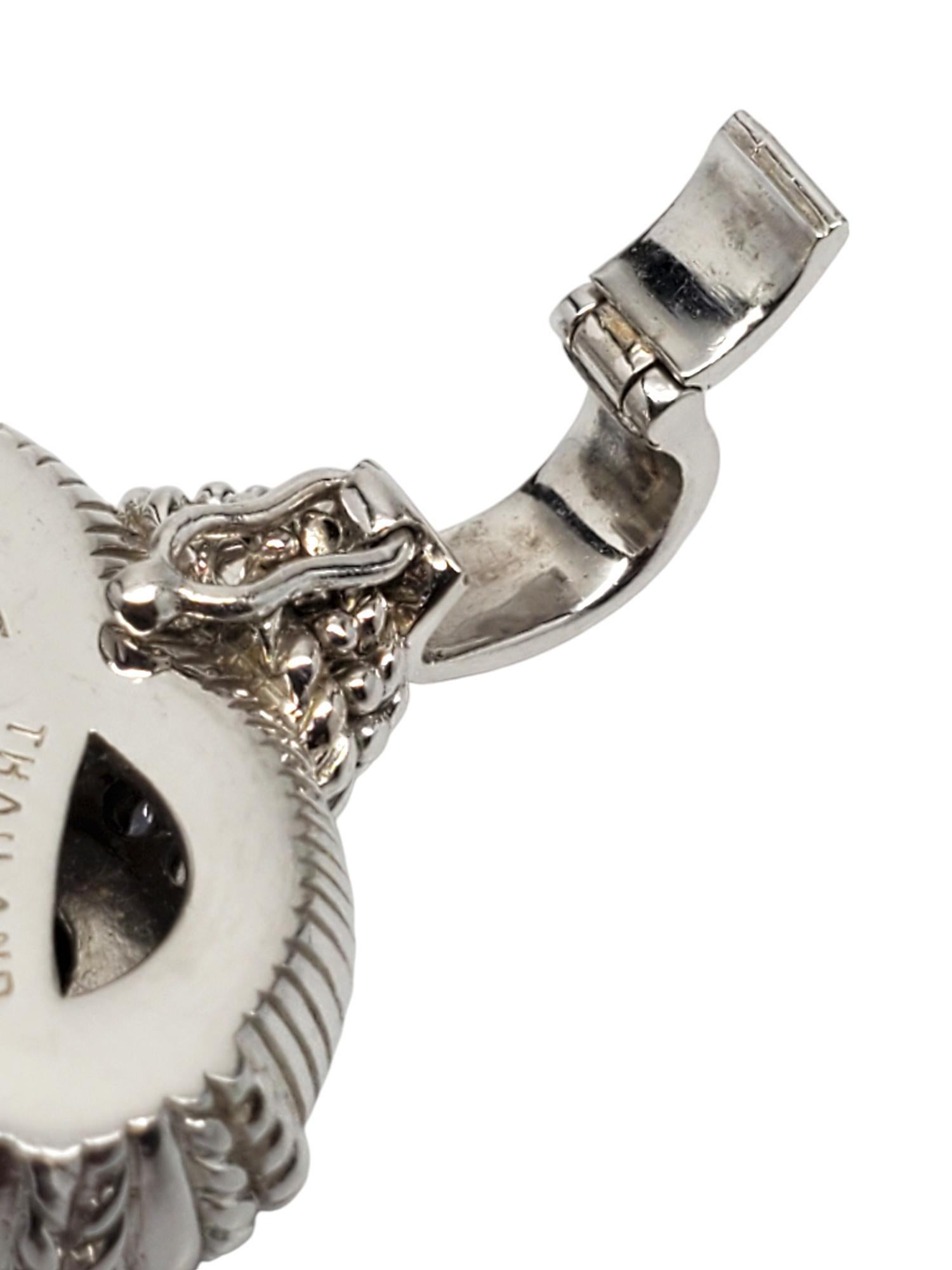 Women's Judith Ripka Sterling Silver Onyx & Mother Of Pearl Heart Pendant # 18756 For Sale