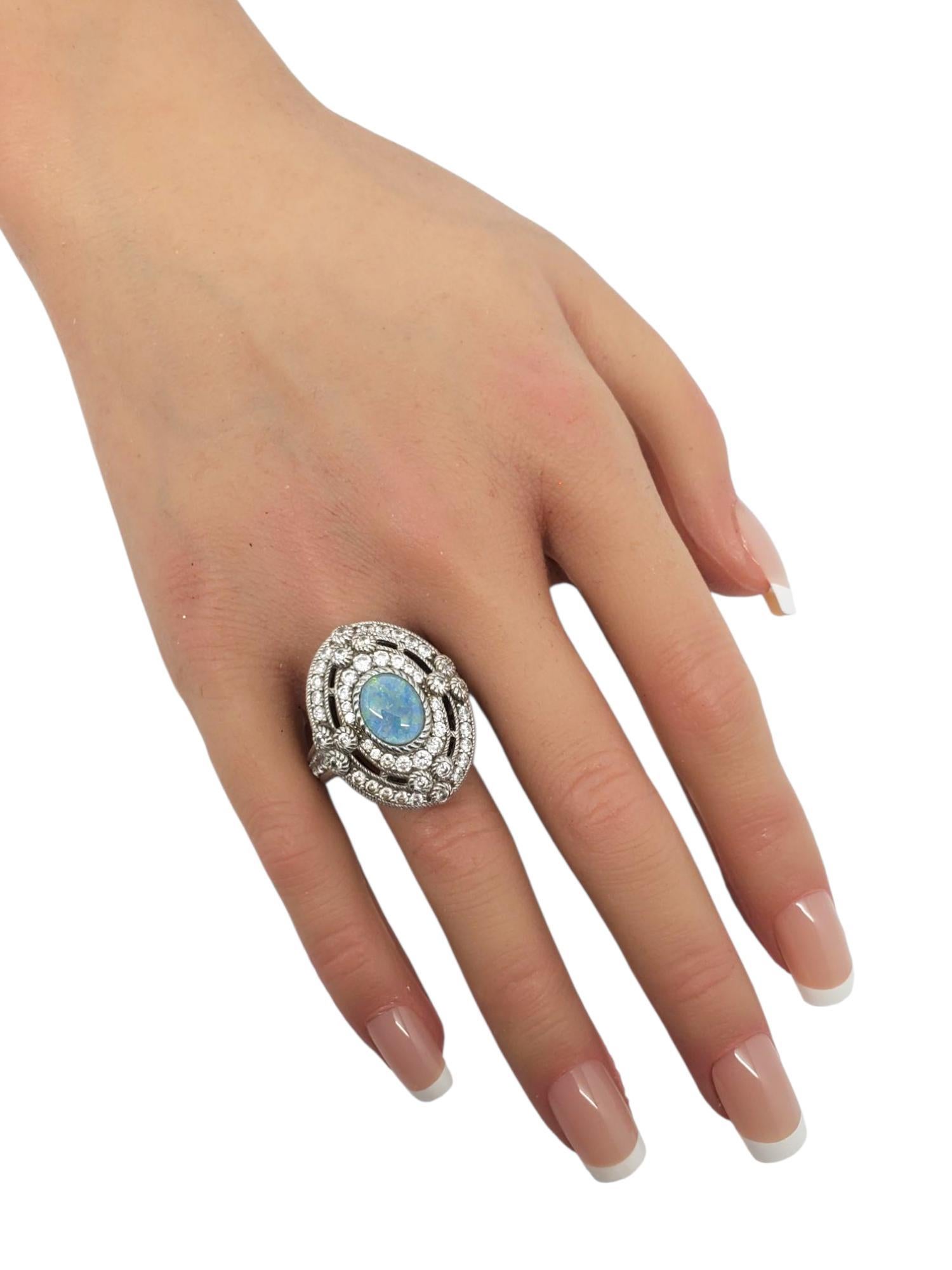 Judith Ripka Anello da cocktail in argento sterling con pietre opalescenti e CZ misura 10 #22429 in vendita 3