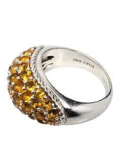 Judith Ripka Sterling Silver Orange Citrine Dome Ring Size 7 #23868