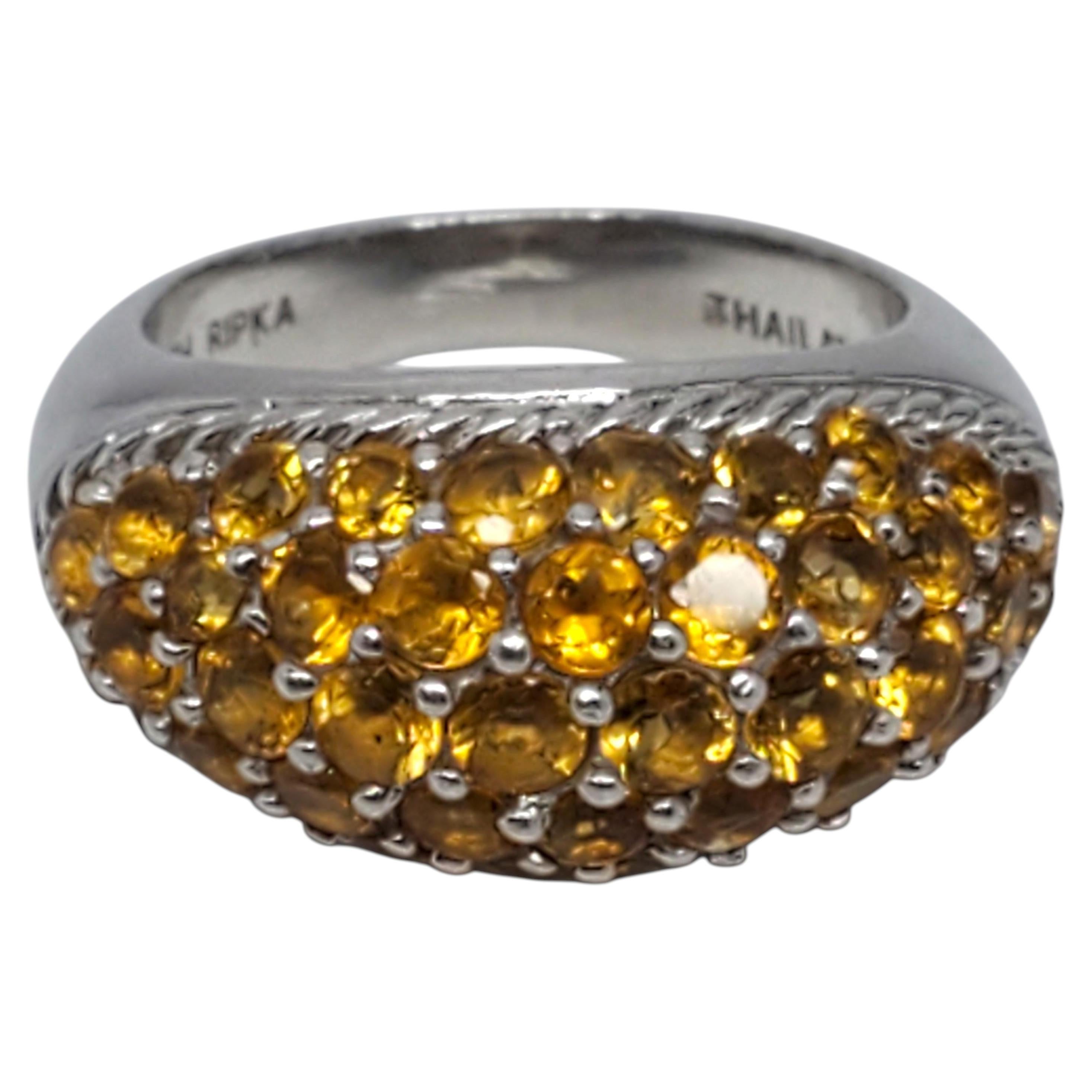 Judith Ripka Sterling Silver Orange Citrine Dome Ring Size 7 #23868 For Sale